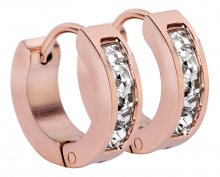Troli Růžově pozlacené ocelové náušnice kroužky s krystaly TO2217