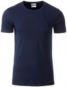 Klasické pánské tričko z biobavlny 8008 - Tmavě modrá | S