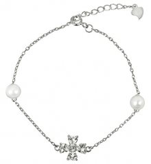 JwL Luxury Pearls Stříbrný náramek s pravými perlami a krystaly JL0314