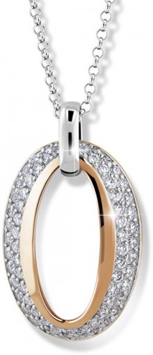 Modesi Elegantní bicolor náhrdelník ze stříbra se zirkony M45005 (řetízek, přívěsek)