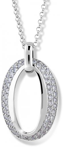 Modesi Třpytivý náhrdelník ze stříbra se zirkony M45006 (řetízek, přívěsek)