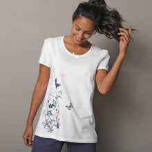 Blancheporte Pyžamové tričko s krátkými rukávy a potiskem na straně bílá 34/36