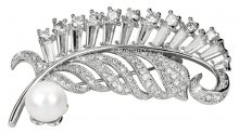 JwL Luxury Pearls Překrásná brož s pravou bílou perlou a krystaly JL0358