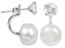 JwL Luxury Pearls Originální dvojnáušnice s pravou perlou a krystalem JL0059
