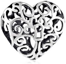 Infinity Love Stříbrný korálek Filigránové srdíčko HS-743-D