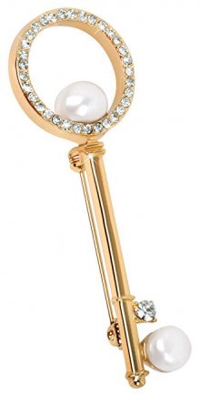 JwL Luxury Pearls Brož Klíč s pravou perlou a krystaly JL0386