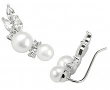 JwL Luxury Pearls Stříbrné záušnice s pravými perlami a krystaly JL0300