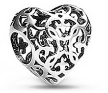 Infinity Love Stříbrný korálek Filigránové srdíčko HS-694-D