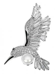 JwL Luxury Pearls Okouzlující brož kolibřík s pravou perlou 2v1 JL0515