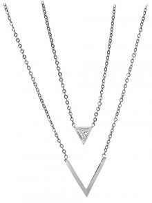 Troli Dvojitý ocelový náhrdelník s trojúhelníky TO2207