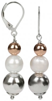 JwL Luxury Pearls Stříbrné náušnice s pravou bílou perlou a kuličkami JL0150