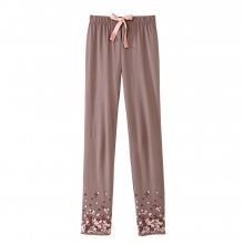 Blancheporte Pyžamové kalhoty, potisk květin na spodním okraji nohavice hnědošedá 34/36