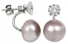 JwL Luxury Pearls Stříbrné dvojnáušnice s pravou růžovou perlou a krystalem JL0215