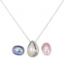 JwL Luxury Pearls Stříbrný náhrdelník s vyměnitelnými pravými perlami JL0457 (řetízek, přívěsek)