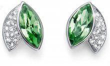 Oliver Weber Elegantní náušnice se zelenými krystaly Leaf 22686 MUL