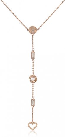 Brosway Růžově pozlacený ocelový náhrdelník s přívěsky Chant BAH18