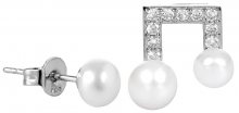 JwL Luxury Pearls Asymetrické perlové náušnice se zirkony JL0415