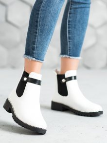 Trendy  kotníčkové boty bílé dámské na plochém podpatku