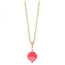 Troli Pozlacený náhrdelník s růžovým achátem TO2418