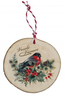 Dřevěná vánoční ozdoba - ptáček
