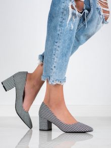 Jedinečné  lodičky bílé dámské na širokém podpatku