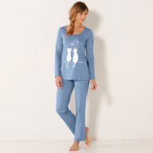 Blancheporte Pyžamo s potiskem koček modrá 56