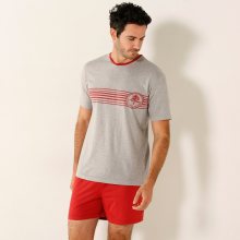 Blancheporte Pyžamo se šortkami a krátkými rukávy červená/šedý melír 78/86 (S)