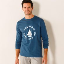 Blancheporte Pyžamové tričko s dlouhými rukávy, motiv \"loď\" modrá 87/96 (M)