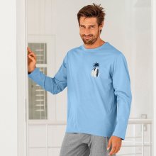 Blancheporte Pyžamové tričko s dlouhými rukávy, motiv \"surf\" nebeská modrá 87/96 (M)
