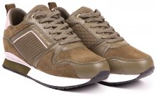 Tommy Hilfiger khaki kožené tenisky Mix Material Wedge Sneaker Stone Gray - 37