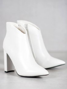 Luxusní  kotníčkové boty bílé dámské na širokém podpatku