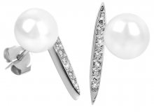 JwL Luxury Pearls Stříbrné náušnice s pravou perlou a zirkony JL0363