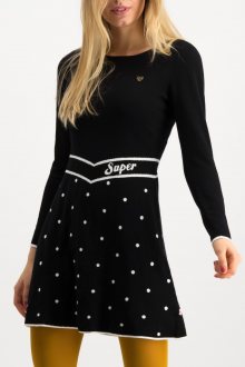 Blutsgeschwister černé úpletové šaty Punktemädel Dress Super Black Dot - XS