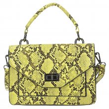 Módní žlutá kufříková kabelka s hadím vzorem