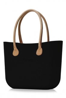 O bag  černé kabelka Nero s dlouhými koženkovými držadly natural