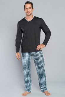 Italian Fashion Baron dl.r. dl.k. Pánské pyžamo L tmavý melanž/modrá