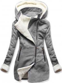 MODOVO Dámsky kabát s kapucí NI-02 šedý