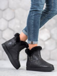 Luxusní  kotníčkové boty černé dámské na klínku
