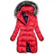 Červená zimní bunda s kožešinou
