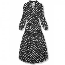 Černo-bílé puntíkované midi šaty