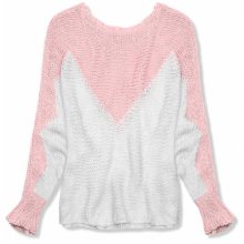Růžový pulovr s netopýřími rukávy