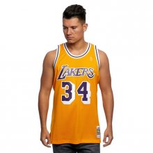 Mitchell & Ness Los Angeles Lakers #34 Shaquille O\'Neal yellow Swingman Jersey  - 2XL