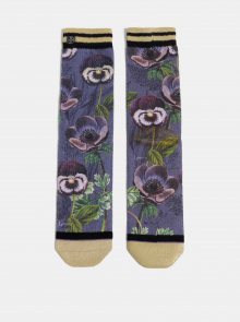 Fialové dámské květované ponožky XPOOOS