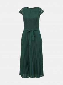 Zelené krajkové midi šaty s plisovanou sukní Dorothy Perkins