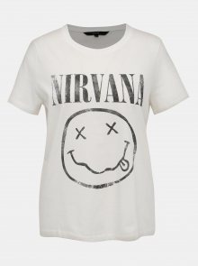 Bílé tričko s potiskem VERO MODA Nirvana