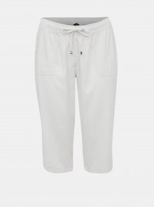 Bílé dámské lněné 3/4 kalhoty M&Co Plus
