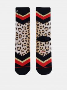 Černo-béžové dámské ponožky s leopardím vzorem XPOOOS