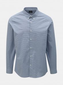 Světle modrá kostkovaná skinny fit košile Burton Menswear London