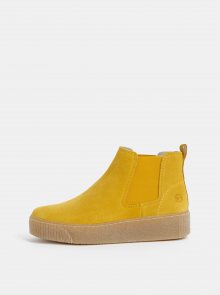 Žluté semišové chelsea boty Tamaris