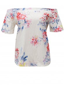 Krémové dámské květované tričko s odhalenými rameny Tom Joule Yoona